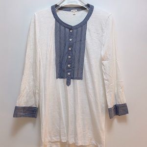 Jcrew jersey contrast chambray button L/S tee